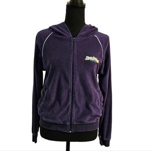 Ron Jon Surf Shop Terry Cloth Hooded Zip Up Track Jacket Dark Blue Size S